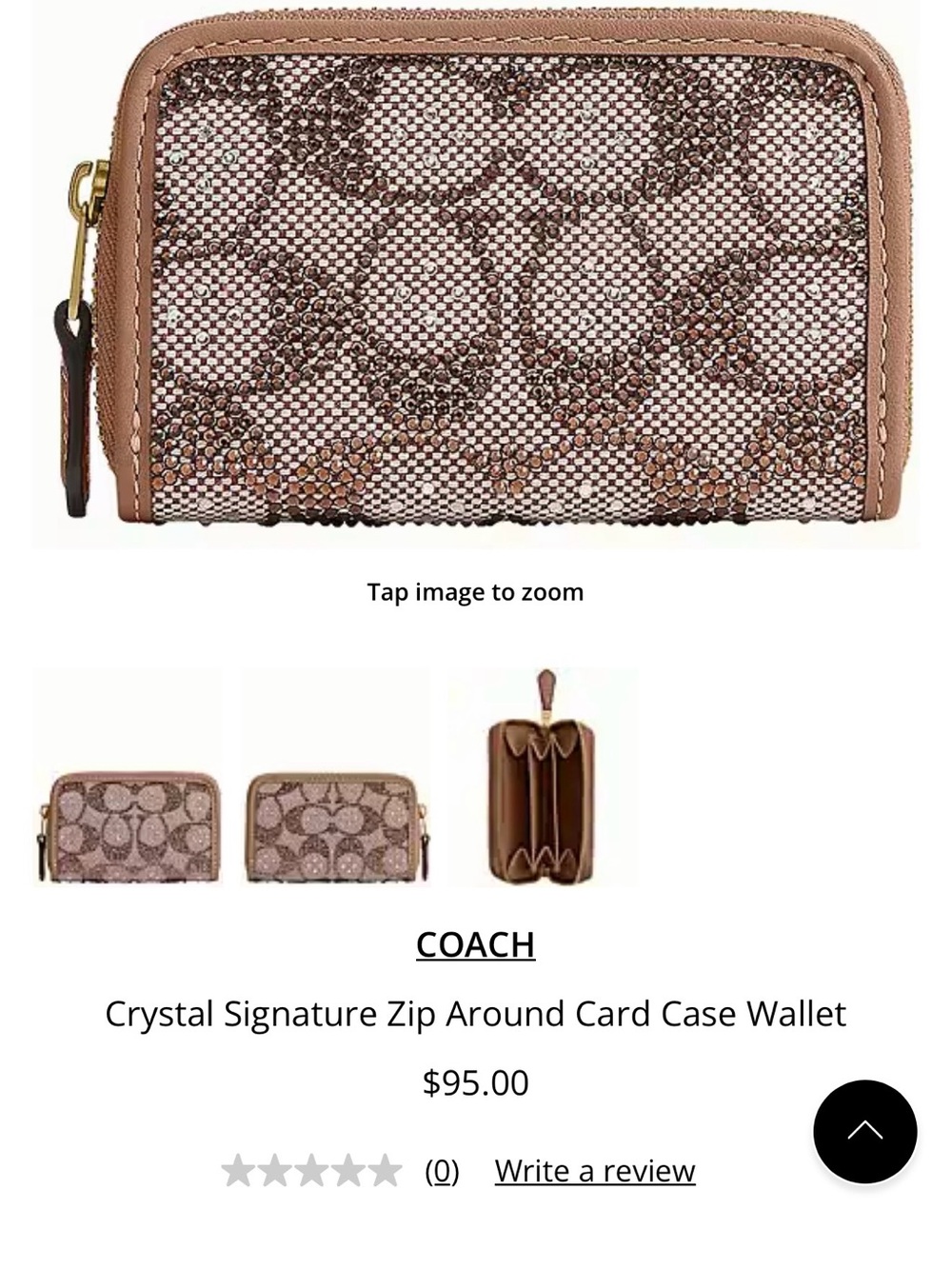 Coach Brown Signature Canvas Card Case Crystal with Tan Trim - Picture 2 of 2